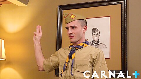 ScoutBoys Oliver James plowed by scoutmaster Rick Fantana
