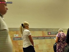 Secretary upskirt in subway