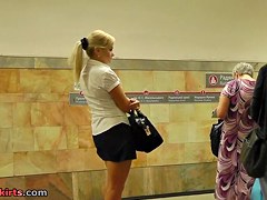 Secretary upskirt in subway