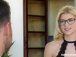 Seductive blonde nerd, Arya Fae got down and dirty with her step- brother and had anal sex