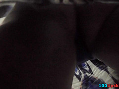 Seductive upskirt tease by amateur female in thong