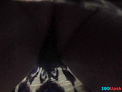 Seductive upskirt tease by amateur female in thong