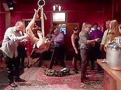 Senior slaves initiate babe for anal
