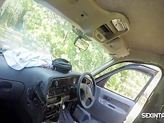 Sexy Blonde Has A Hot Ride In A Taxi