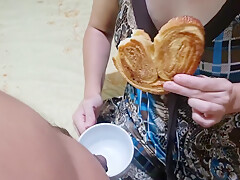 Sexy Girl Drinks Pee In A Cup While Eating A Cookie