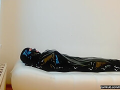 Sexy Latex Slave In The Rubber Bondage Body Bag