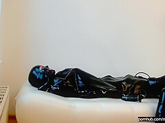 Sexy Latex Slave In The Rubber Bondage Body Bag