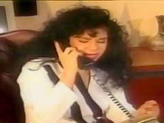 Sexy Latin business woman milks her black cock client