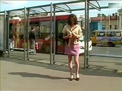 Sexy Secretary Striptease in Bus Stop