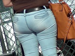 Sexy Thick Latina In Heels and capris VPL