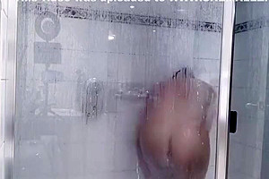 Sexy Trans Masturbating While Having Her Shower