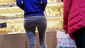 Sexy ass in grey jeans