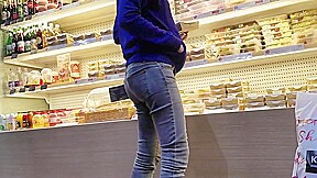 Sexy ass in grey jeans