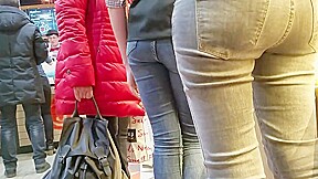 Sexy ass in grey jeans