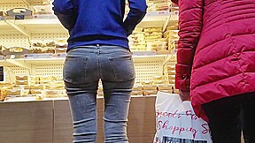 Sexy ass in grey jeans