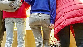 Sexy ass in grey jeans