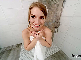 Sexy busty Octavia Red taking shower before hot pov massage