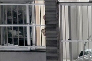 Sexy naked neighbor is staying in front of the open window