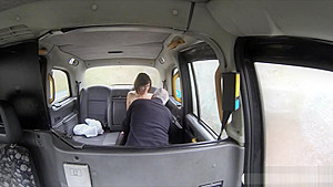 Sexy passenger finger fucks and screwed in the backseat