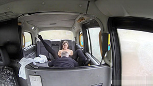 Sexy passenger finger fucks and screwed in the backseat