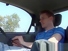 Sexy twink Josh Hancock surprise threesome at the back seat