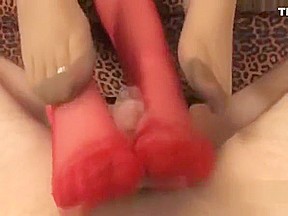 Sexy-Engel Double Lesbian Pantyhouse Footjob