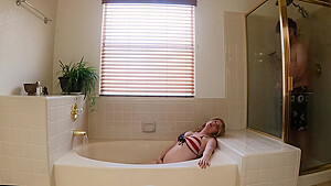 Sharing A Bathroom With Stepmom And Masturbating Together Ends In Anal Sex And Creampie