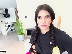 She Came Home All Sweaty From The Gym & Sucked My Monster Cock With Nice Footjob