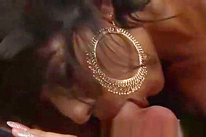 Shemale ladyboy gets blown by her stud on her couch