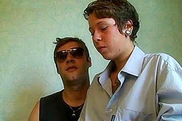 Short haired cutie gets a gang bang fuck