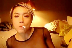 Shorthaired asian tgirl cant keep her mouth off his cock