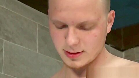 Showering sucked twink bangs with shlong