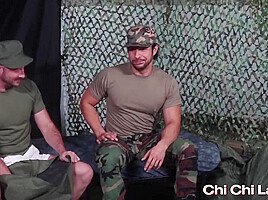 Silver Steele, Greg Riley And Seth Santoro In Gay Sergeant Fucks And