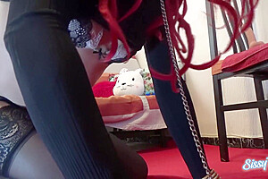Sissy Crossdresser Collared And Dancing Sexy On