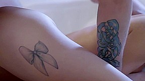 Skinny Emma Hicks shows the guys tattoos and ends on a gentle sex on t   