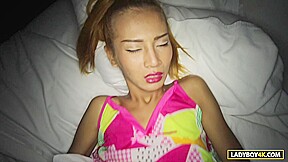 Skinny Ladyboy Dolla Handjob To Bareback