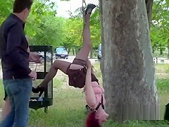 Slave hanged on a tree and flogged