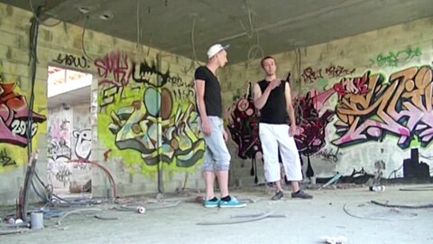 Slut fucked by his 2 friends outdoor - CrunchBoy