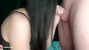 Slutty Brunette Handjob And Suck Cock Getting Cum In Mouth