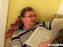 Slutty teen 18+ fucks gramps after sucking his dick