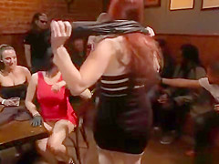 Small tits slave group fucked in public