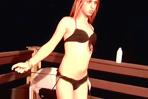 Small tits tranny in black lingerie strips and baths in milk