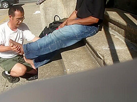 Smelly Feet Massage Outdoors