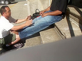 Smelly Feet Massage Outdoors