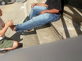 Smelly Feet Massage Outdoors
