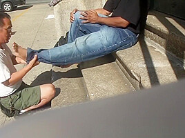 Smelly Feet Massage Outdoors