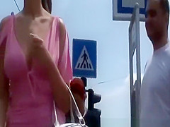 Smoking hot brunette babe upskirt