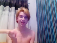 Smooth twink teen 18+ locked in chastity sucks and fucks tight ass with dildo