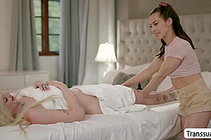 Spencer Bradley In Tall Tgirl Bangs Horny Masseuse Pussy