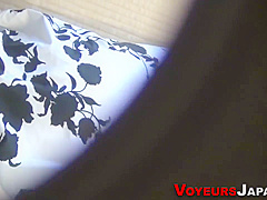 Spied On Japanese Babe Fingers Her Hairy Cunt And